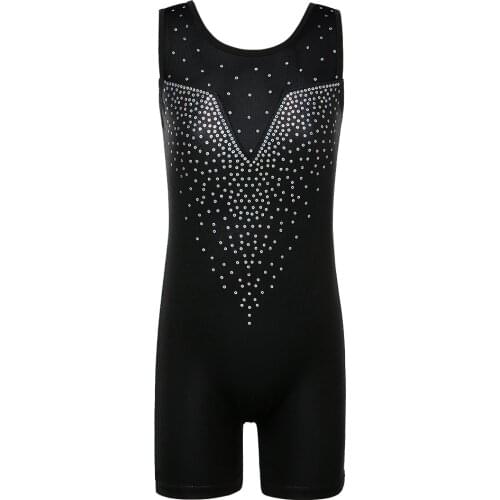 BAOHULU Girls Ballet Costume Kids Sleeveless Gymnastics Leotard Sparkle Black Sequins Dance Wear Toddler Ballerina Unitard