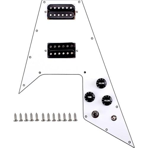 White 3 Ply Loaded Prewired Pickguard for Flying V Guitar