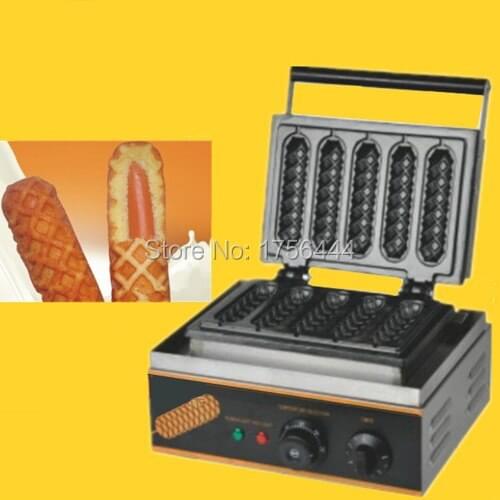 Free Shipping Commercial Use Non-stick 5pcs 110v 220v Electric French Hot Dog Waffle Stick Maker Iron
