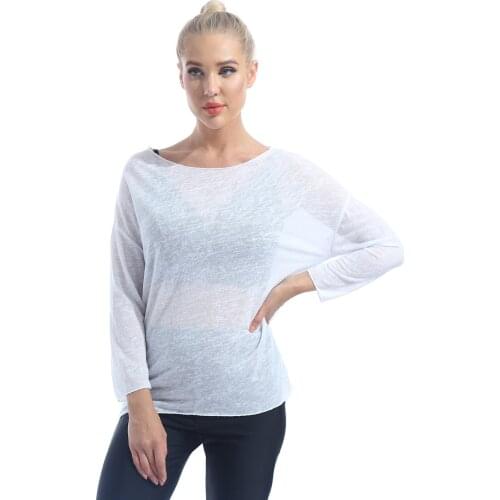 Sexy Mesh Transparent Blouse Ladies Gymnastics Dance Shirt Practice Wear Long Sleeve Loose Ballet Dancing Cover Up Tops Clothing