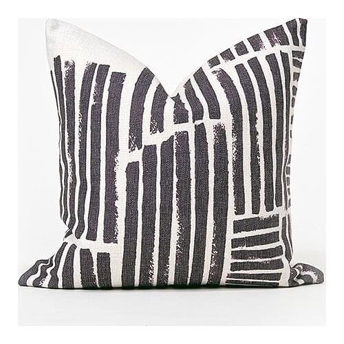 Geometric Pillow Case Nordic Marble Texture Pillowcase Cotton Linen Fronha Plilow Cover for Home Cafe Office Black White 45*45cm