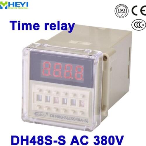 Digital time delay relay DH48S-S AC 380V time relay with the socket time switch relay