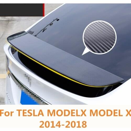 For TESLA MODELX MODEL X 2014-2018 carbon fiber Rear Bumper Protector Skid Plate Cover Tail runk Wing Cover Auto Accessories
