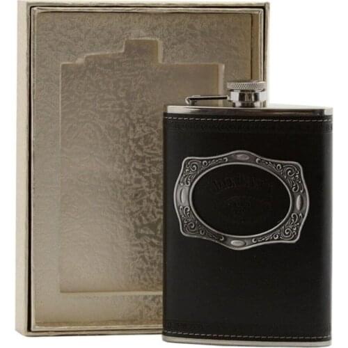 Stainless Steel Leather Cover 9 Oz ( 266 Ml ) Flask Liquor Whiskey Liquor Cognac Alcohol Flask Bottle Portable Steel