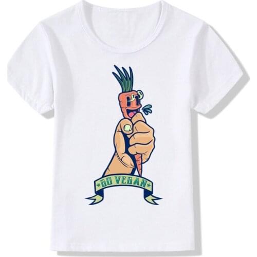 Boy and Girl Print Vegan T-shirt Children Short sleeve GREEN POWER vegetarian vegetable T shirts Kids Tops Tee Baby Clothes