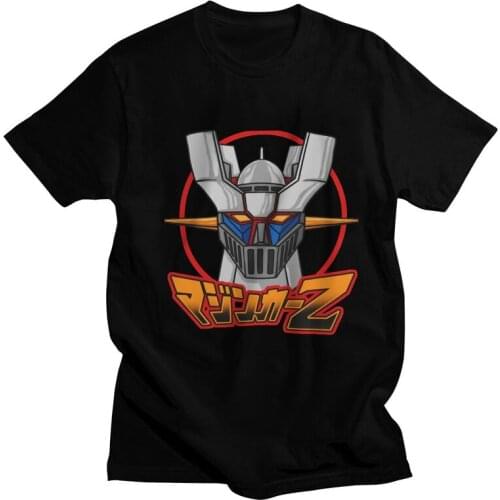 Goldorak Mazinger Head T-Shirts Men Fashion T Shirt Short Sleeve Goldrake Super Robot Anime Tshirt 100% Cotton Tees Top Clothing