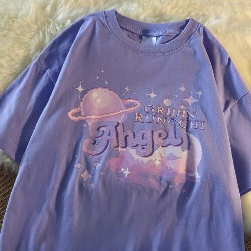 Summer Japanese y2k big size Harajuku tees ins Angel Ulzzang women T-shirt loose casual short-sleeved vintage fun women clothing