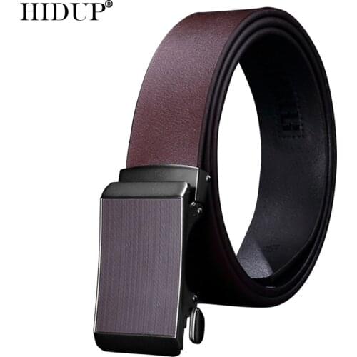 HIDUP Mens Unique Design Formal Style Automatic Ratchet Belt Men Good Quality Real Cow Genuine Leather Belts Clothing ZDWJ170