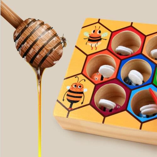 Preschool Children Clip Toys Wooden Leaning Educatinal Toys Kids Girls Boys Gift Montessori Hardworking Bee Hive Games Toys
