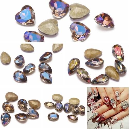 Nail Stones 50pcs Gray AB Color Glass Rhinestone For Nail Art Decorations Pointback Nail Stickers DIY Craft Art Stones