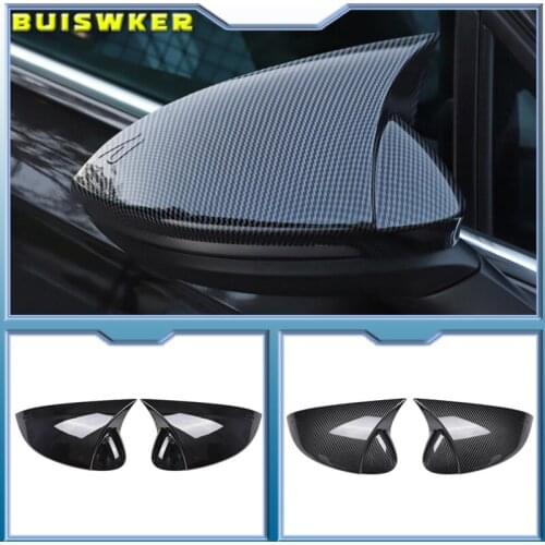 For Volkswagen Golf MK8 VIII 8 Side Mirror Covers Caps (Carbon Look) 2020 2021 2022 for VW Glossy black wing rearview