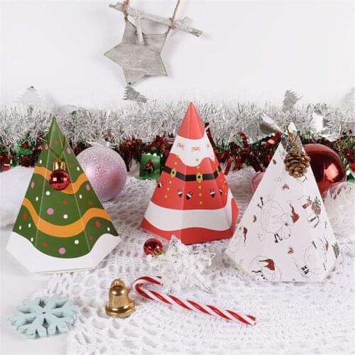 10pcs/lot Christmas Design Candy Boxes Gift Bags Merry Christmas Decoration Xmas Party Favor Gift Box Bag for Kids