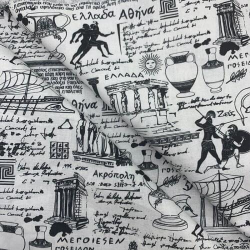 Beautiful Digital Printing White Roman Symbols Pattern 100% Cotton Fabric Sewing Material Children Fabric Diy Shirt Clothing