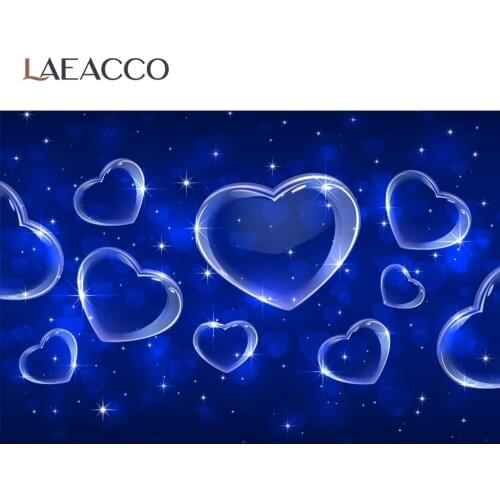 Laeacco Fantasy Blue Love Heart Glitter Star Polka Dots Photography Background Newborn Baby Shower Birthday Party Photo Backdrop