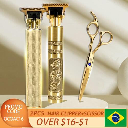 Hair Clippers Scissors 2pcs Professional Hair Cutting Machine Hair Beard Trimmer For Men Barber Shop Electric Shaving T-Outliner