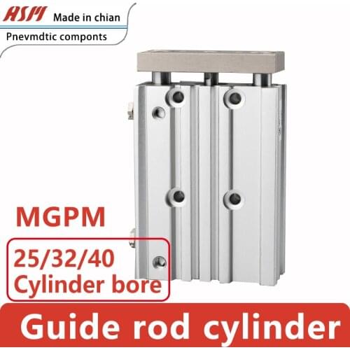 MGPM With Rod Hole 25 / 32 / 40mm, Stroke 10-300mm, Compact Cylinder, Thin Three-Axis Pneumatic