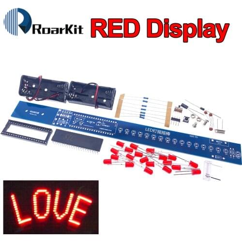 16 Bits POV LED Stick Light Rocker Diy Kit Shaking STC89C52 51 Microcontroller Electronic Solder Kits Blue/Red Display