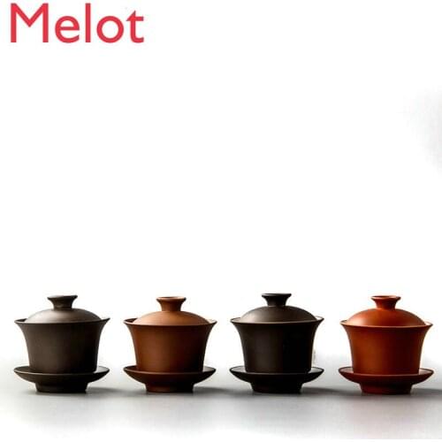 Mineral Purple Sand Cover Teacup San Cai Bei Tea Cup Handmade Large Size Tea Brewing Bowl Teapot Kung Fu Tea Set