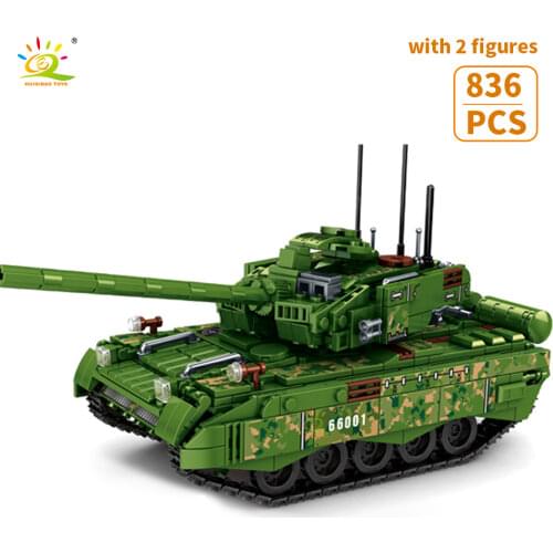 HUIQIBAO 836Pcs Military Type 99 Main Battle Tank Model Building Block WW2 Soldiers Combat Weapon City Figures Bricks Toys Child