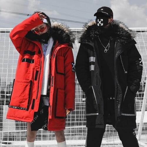 Fashion Warm Hooded Jackets Coats Streetwear Winter Parkas Men 2021 Mens Japanese Thick Long Coat Windbreaker Hip