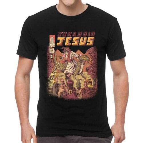 Mens Jurassic Jesus T-Shirt Japan Anime Manga Tshirt Dragons Monster Retro Games Tshirt Short Sleeve Cool T Shirt Cotton Tee