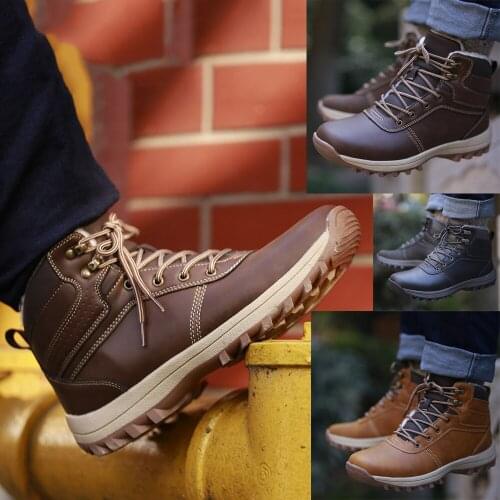 COSIDRAM Warm PU leather Snow Men Boots Winter Shoes Men With Fur Ankle Shoes Male Botas Plush 2018 Big Size BRM-065