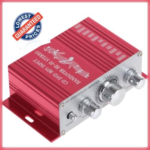 New 12V Mini Car Amplifier Motorcycle Home Boat Auto Stereo Audio Amplifier 2 Channel Digital Hi-Fi Amp Support CD DVD MP3 Input
