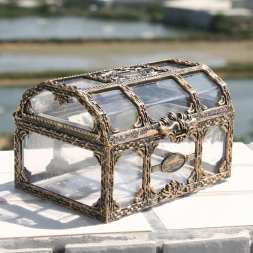 Plastic Transparent Pirate Treasure Box Crystal Gem Jewelry Organizer Storage Box Trinket Treasure Chest Box For Jewelry Gem