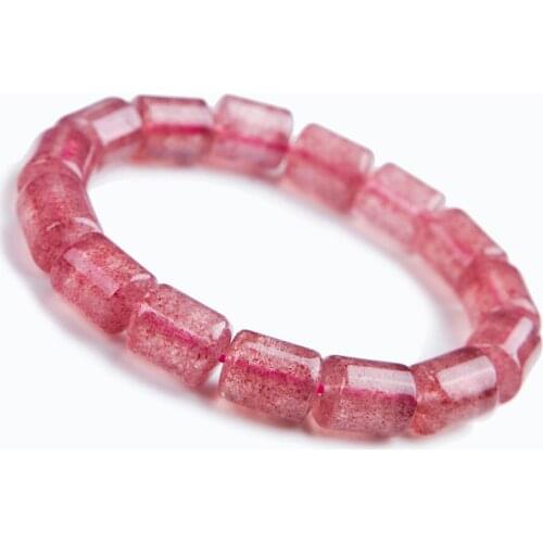 Genuine Natural Strawberry Quartz Crystal Bead Stretch Bracelet Natural Strawberry Quartz Bracelet