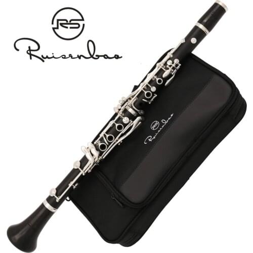 Professional Grenadilla Ebony Wooden A tone Clarinet 17 silver plated Keys Italian pads With Case
