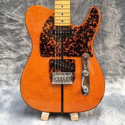 Factory direct sales of 6 electric guitars, front and rear tiger veneers, rose wood sandwich, light yellow paint, maple neck, in