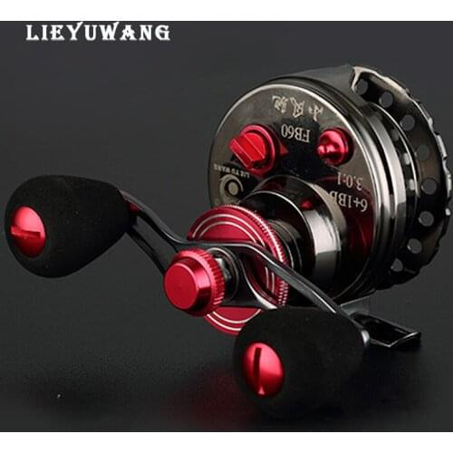 LIEYUWANG FB60 High Axial Speed Ratio 3.0:1 Aluminum Alloy Fly Fishing Reel Black Left Right Brass Gear Box Fishing Wheel