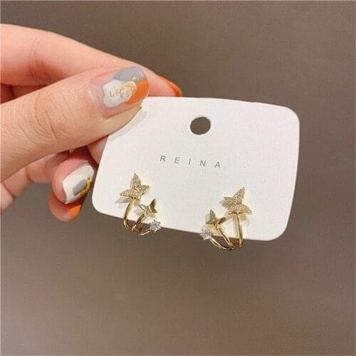 Stud Earrings for Women Simple Exquisite Crystal Small Butterfly Earrings Elegant Wedding Fashion Earrings Jewelry Wholesale