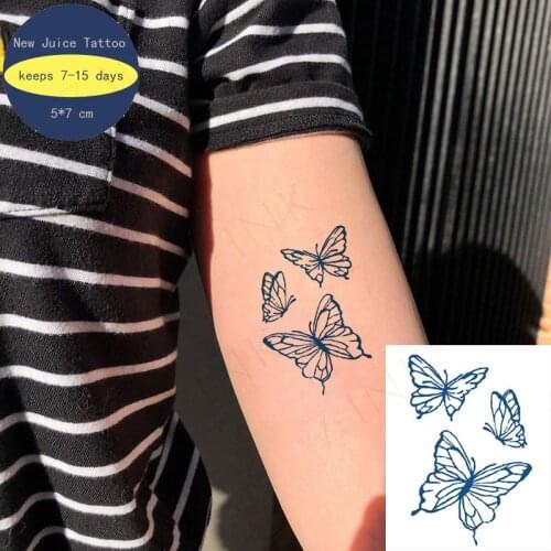 Juice Tatto Butterfly Lightning Star Body Art Ink Blue Waterproof Temporary Tattoo Sticker Keeps 7-15 Days for Men Women