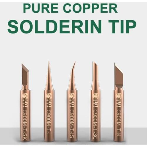 5pcs/Set Welding Nozzle Oxygen-free copper Solder Iron Tip Lead-free Solder Non-stick tin Tip 900M-T-IS 900M-T-3C DIY Tools kit