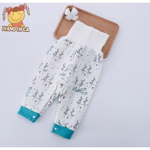Baby Children Warm Pants High Waisted Snap Closure Trousers Girls' Autumn Cartoon Kids Winter Comfortable Split Cotton Pants