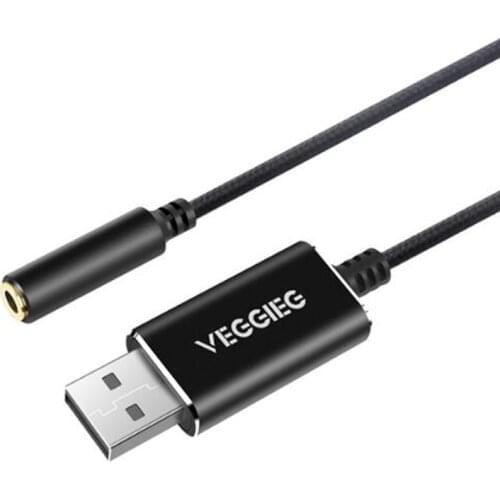 Veggieg USB o Adapter External Sound Card with 3.5mm Headphone and Microphone Jack for Windows/Mac/Linux/Pc/Laptops/PS4