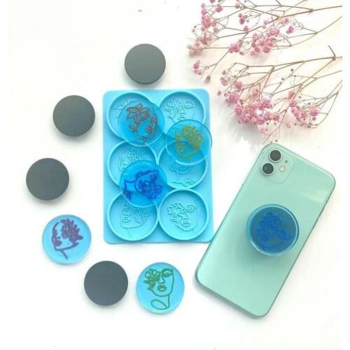 Female Heads Mobile Phone Holder Epoxy Resin Mold Phone Grip Decorations Casting Silicone Mold DIY Crafts Plaster Making Tools