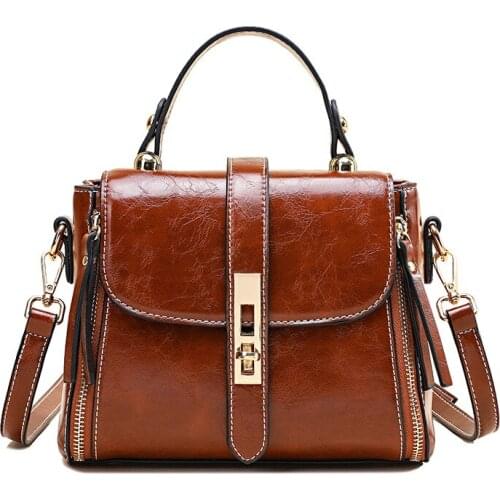 Genuine Leather Women bag Luxury Handbags Double Zipper Ladies Shoulder Bags Lock decoration Real Cowhide Handbag Bolso de mano