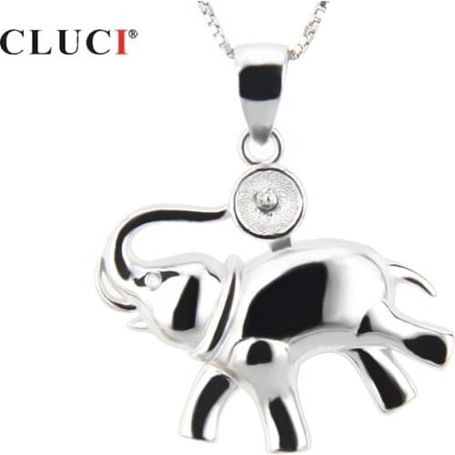 CLUCI Silver 925 Charms Pendant Elephant Shaped Jewelry for Women 925 Sterling Silver Pearl Pendant Mounting Jewelry SP029SB