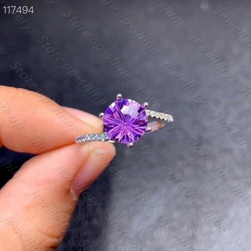 Amethyst Ring 925 Silver Amethyst Womens Ring Simple Atmospheric Style