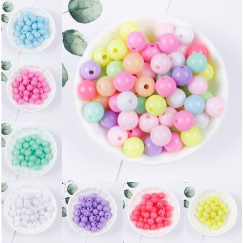 10Colors 6mm 8mm 10mm Acrylic Round Pearl Spacer Loose Beads 50/100Pcs DIY Jewelry Making Necklace Bracelet Earrings Accessories