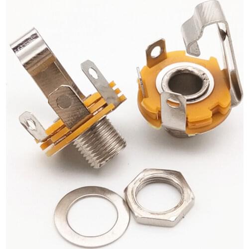 10pcs 6.35mm Mono Electrosocket Jack Plate Nickel Plating Chassis Guitar Input Output Jack Parts &Accessories