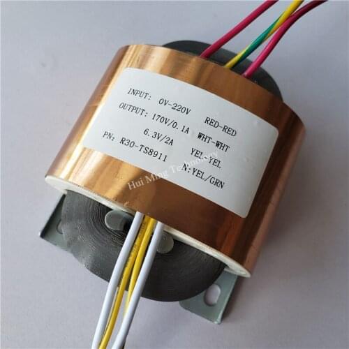 170V 0.1A 6.3V 2A R Core Transformer 30VA R30 custom transformer 220V input copper shield for Pre-decoder Power amplifier