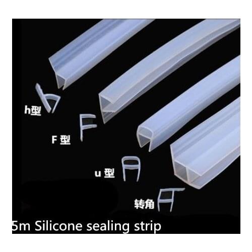 5M/lot F U H Shape Silicone Seals Sliding Door Screen Shower Door Window Bathroom Sealing 6 8 10 12mm Glass Fixture Accessories