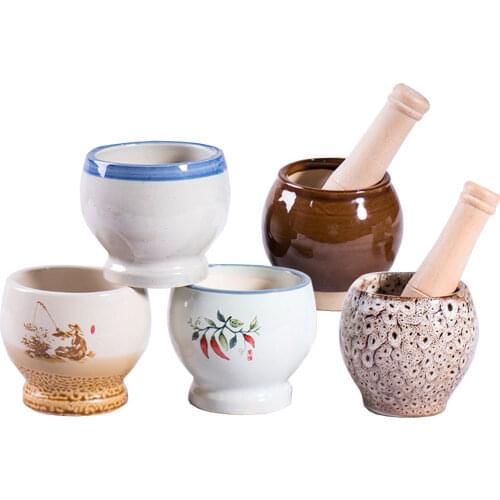 5 Colors New Home Mortar and Pestle Sets Ceramic Grinder Manual Garlic Machine For Abrading Chili Pepper Nut