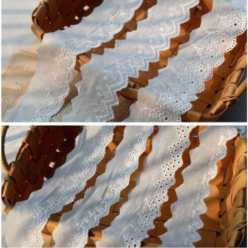 5yards/lot 3.5-5.5cm White Cotton Cloth Embroidered Lace Trimming Material Simple and Elegant X990