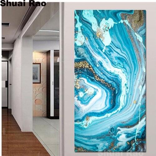 5d diamond painting Blue Wave Abstract large size painting Diy diamond mosaic full drill diamond embroidery round rhinestones