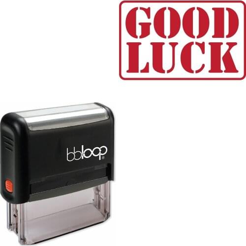 Bbloop 'GOOD LUCK' Self-Inking Office Stamp, Rectangular Military Stencil Style