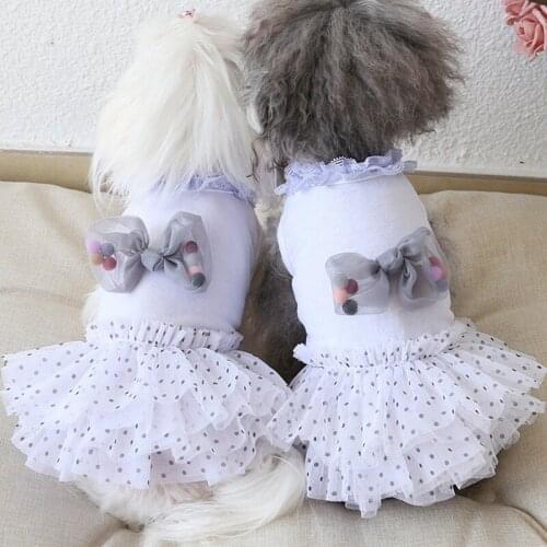 White Dog Dress For Pet Dog Clothes Wedding Dress Skirt With Bow Puppy Clothing Spring Fashion Pet Clothes Summer New